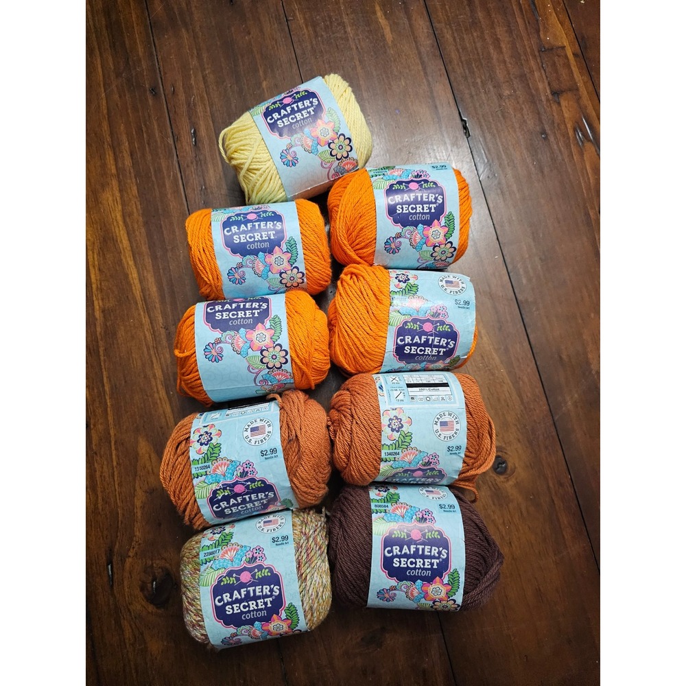 Crafter's Secret Cotton Yarn Lot 9 Skeins Orange Brown Yellow Nepalese Spices